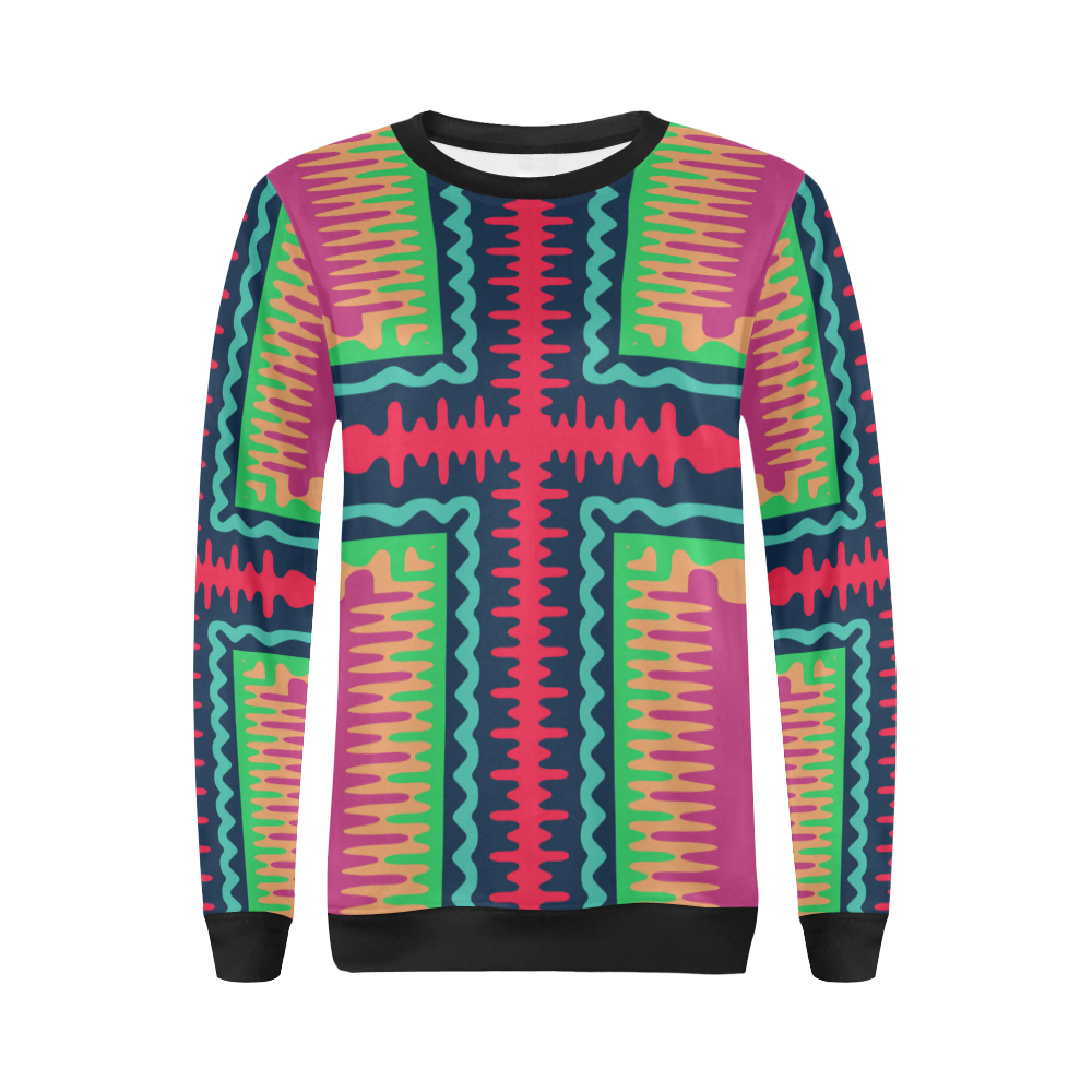Waves in retro colors All Over Print Crewneck Sweatshirt for Women (Model H18)