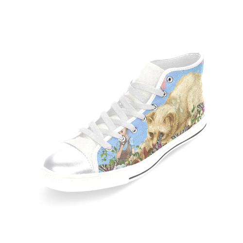 cat and butterflies Women's Classic High Top Canvas Shoes (Model 017)