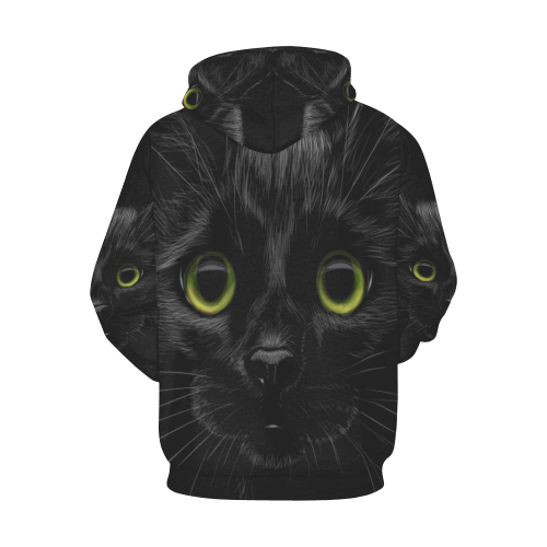 Black Cat All Over Print Hoodie for Men (USA Size) (Model H13)