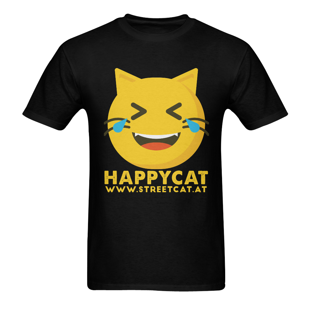 Happycat_men_black Men's T-Shirt in USA Size (Two Sides Printing)