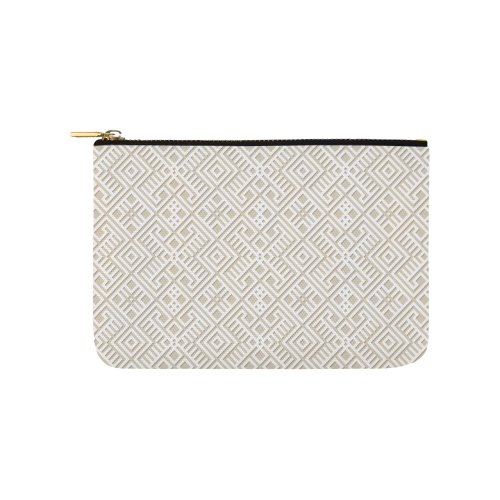 White 3D Geometric Pattern Carry-All Pouch 9.5''x6''