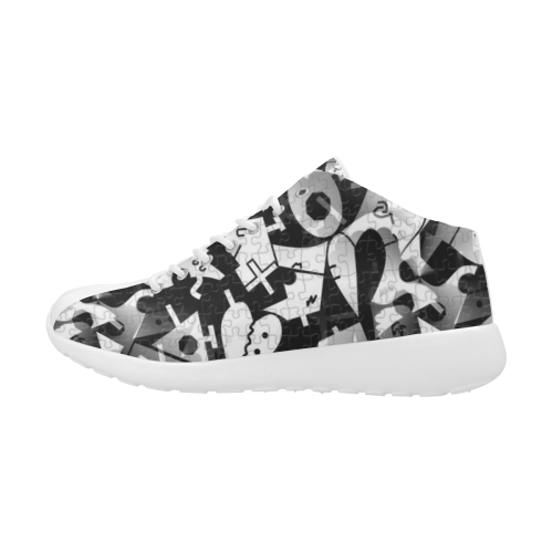 Black and White Pop Art by Nico Bielow Men's Basketball Training Shoes (Model 47502)