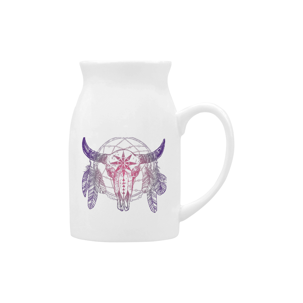 Buffalo Skull Dreamcatcher with Feathers Milk Cup (Large) 450ml