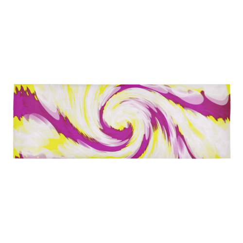 Pink Yellow Tie Dye Swirl Abstract Area Rug 9'6''x3'3''