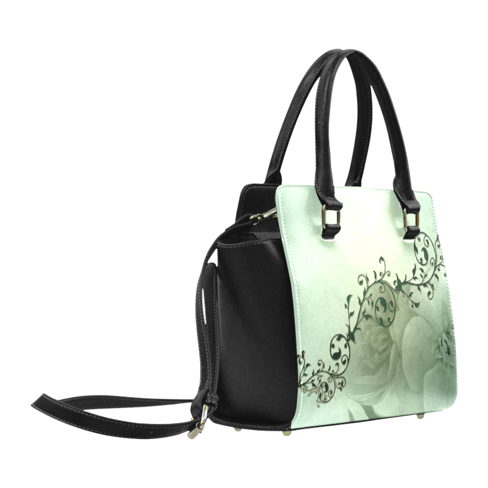 Wonderful flowers, soft green colors Classic Shoulder Handbag (Model 1653)