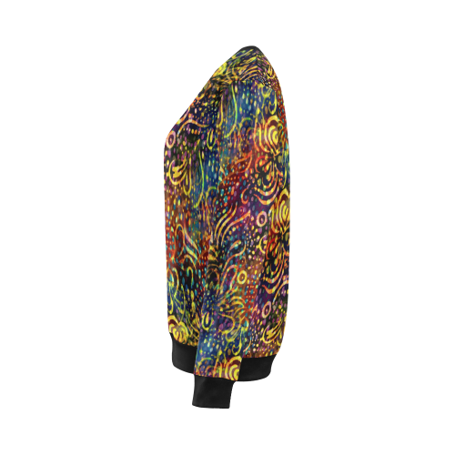 Rainbow Dotted Floral Batik Pattern All Over Print Crewneck Sweatshirt for Women (Model H18)
