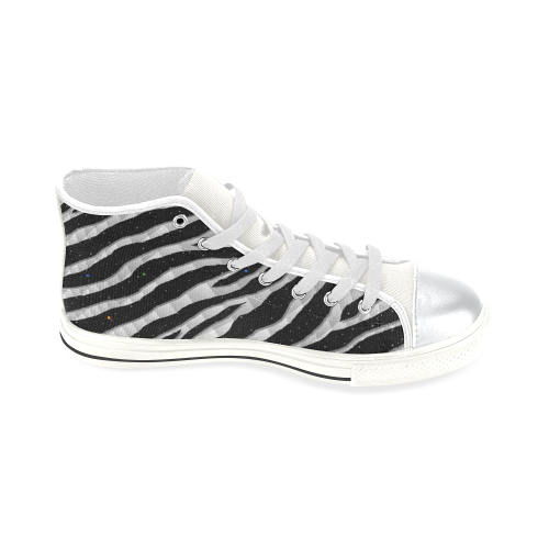 Ripped SpaceTime Stripes - White High Top Canvas Women's Shoes/Large Size (Model 017)
