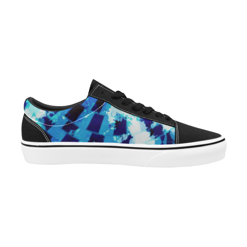 Blue Acid Wash Tie-Dye Men's Low Top Skateboarding Shoes (Model E001-2)