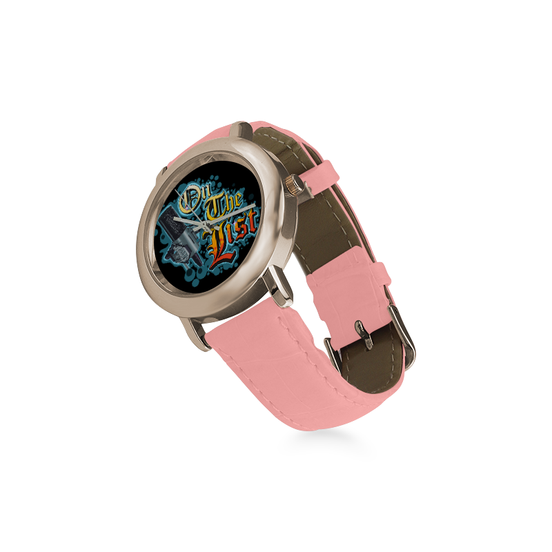 On Tne List Official Logo Pink Girl's Watch Women's Rose Gold Leather Strap Watch(Model 201)
