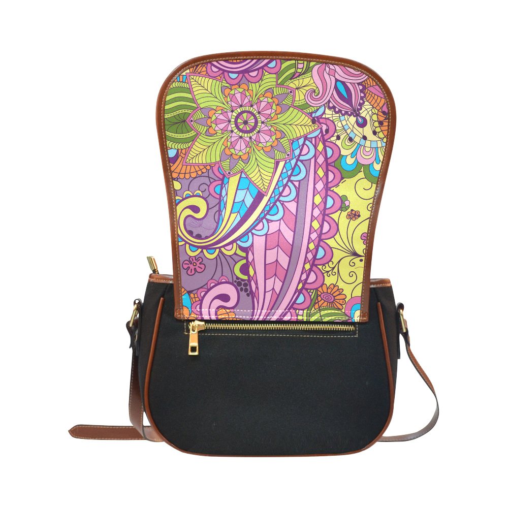 Tribal Art Saddle Bag/Small (Model 1649)(Flap Customization)