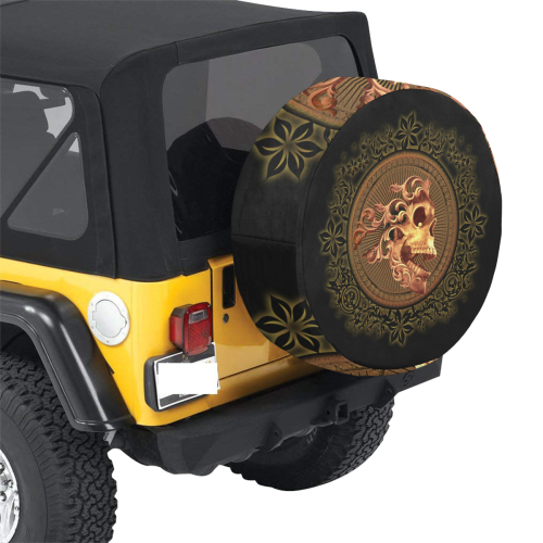 Amazing skull with floral elements 34 Inch Spare Tire Cover