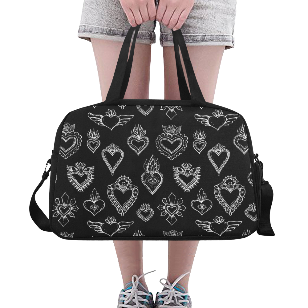 SACRED HEART - EX VOTO - Black Fitness Handbag (Model 1671)