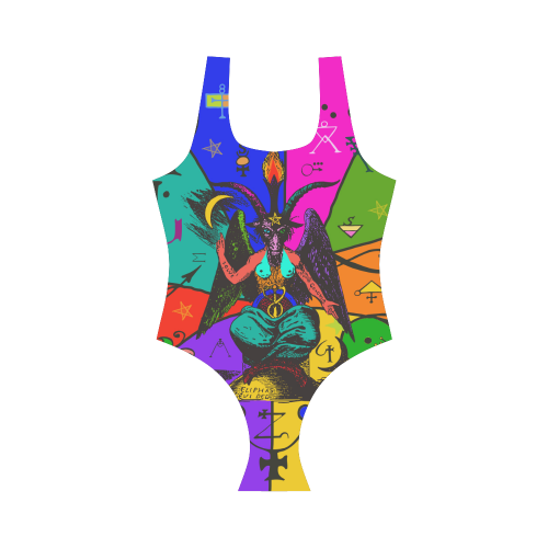 Awesome Baphomet Popart Vest One Piece Swimsuit (Model S04)
