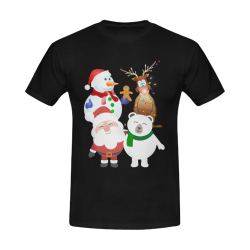 Christmas Gingerbread, Snowman, Santa Claus Black Men's Slim Fit T-shirt (Model T13)