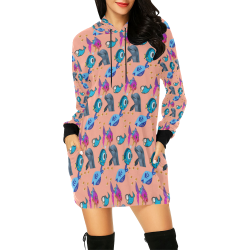 dolphins Fishes All Over Print Hoodie Mini Dress (Model H27)