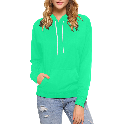 color medium spring green All Over Print Hoodie for Women (USA Size) (Model H13)