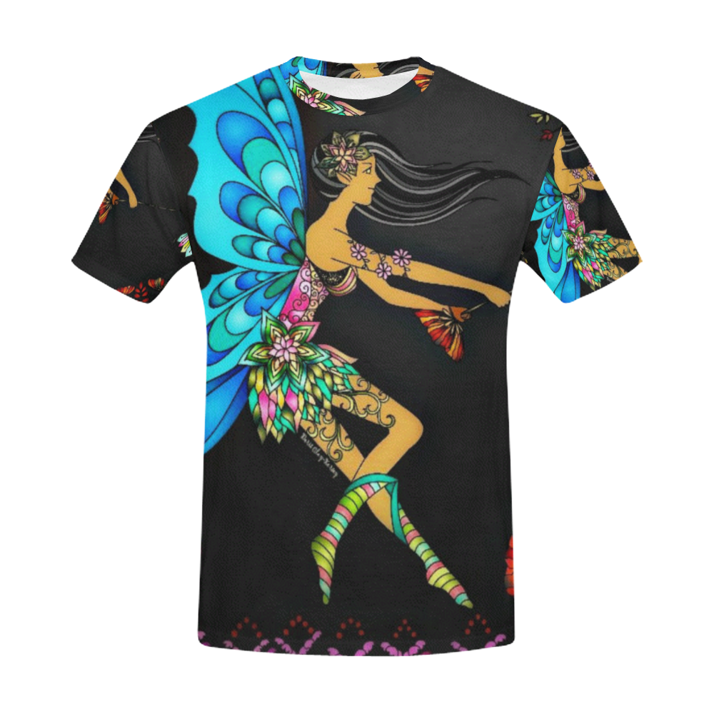 The Flower Fairy with Blue Wings Design By Me by Doris Clay-Kersey All Over Print T-Shirt for Men (USA Size) (Model T40)