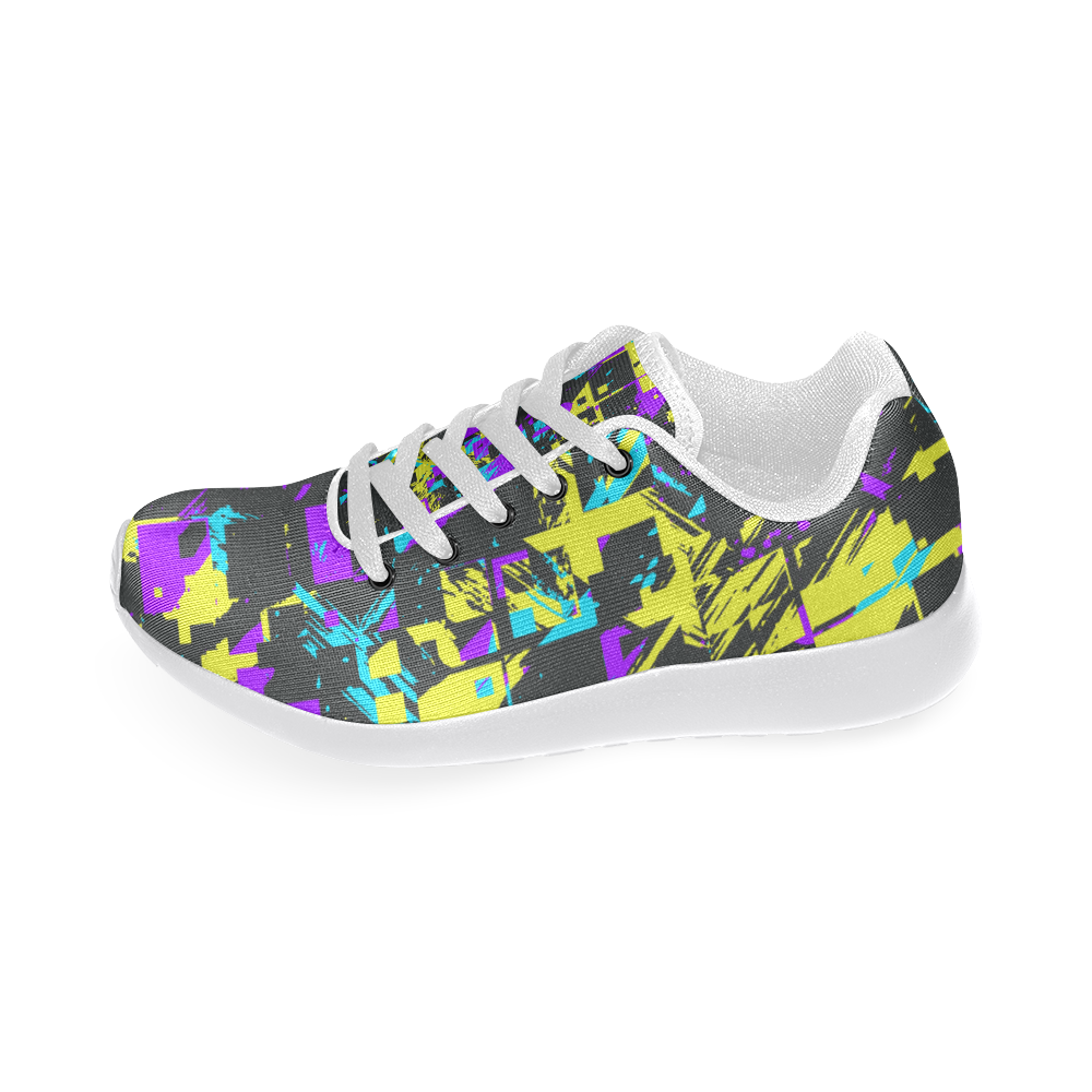Purple yelllow squares Women’s Running Shoes (Model 020)