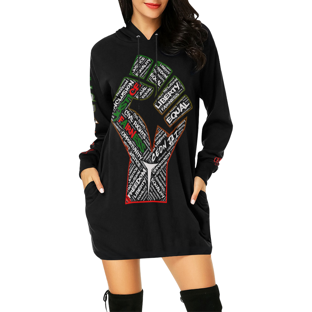 fist dre All Over Print Hoodie Mini Dress (Model H27)