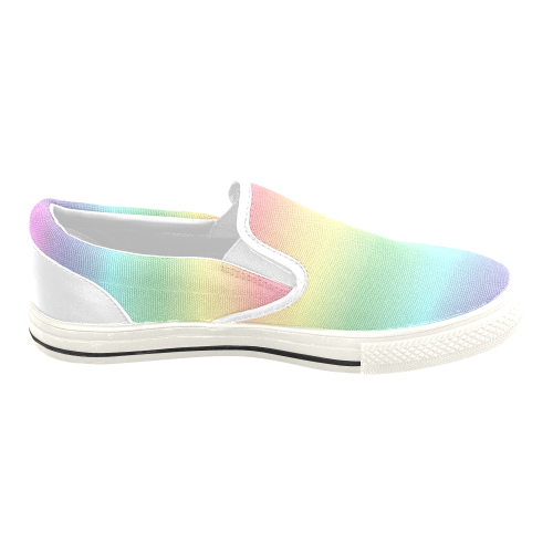 Pastel Rainbow Women's Slip-on Canvas Shoes/Large Size (Model 019)