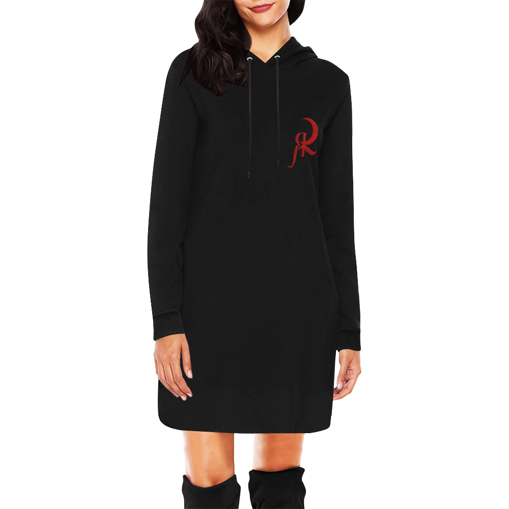 Red Queen Band Black All Over Print Hoodie Mini Dress (Model H27)