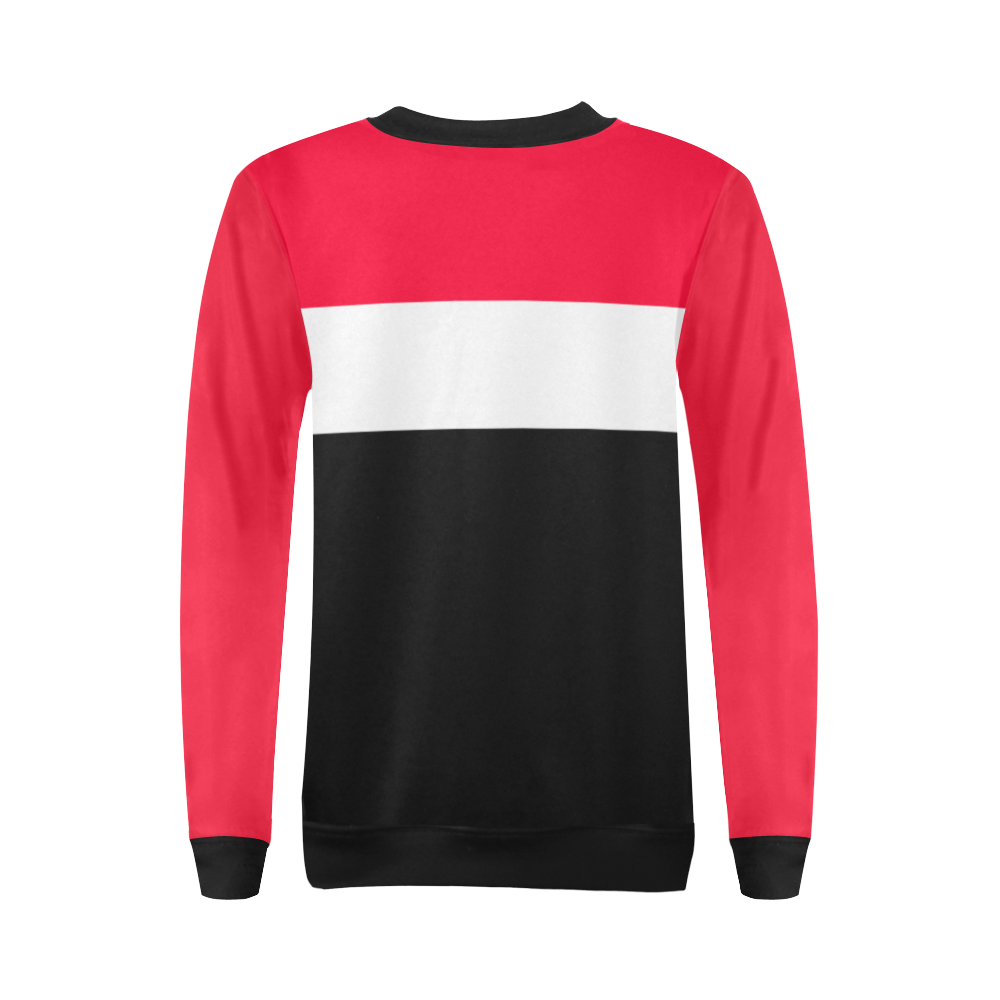 PACE Womens Blk/Red/White Sweater All Over Print Crewneck Sweatshirt for Women (Model H18)
