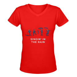 camiseta_singin_RED Women's Deep V-neck T-shirt (Model T19)