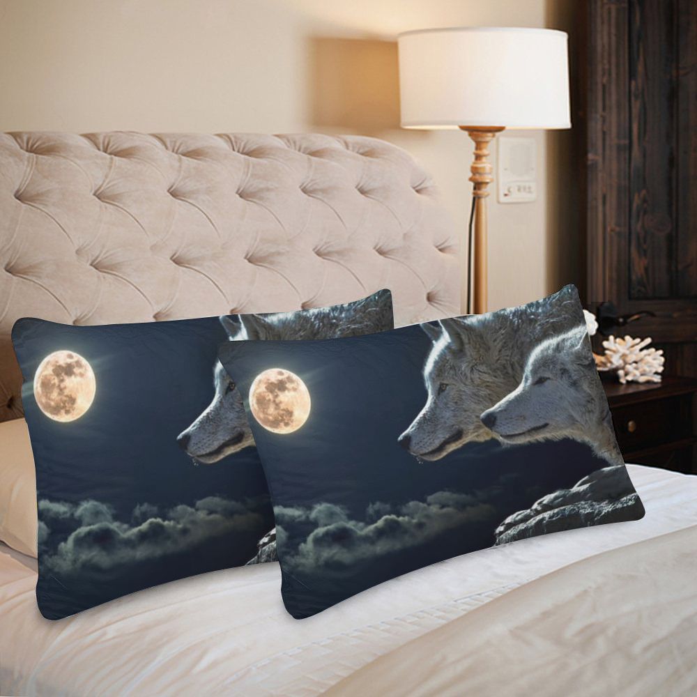 wolf and moon pillows Custom Pillow Case 20"x 30" (One Side) (Set of 2)
