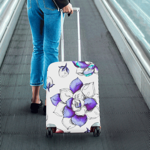 blue flower Luggage Cover/Small 18"-21"