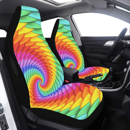 Psychedelic Rainbow Spiral Car Seat Cover Car Seat Cover Airbag Compatible (Set of 2)