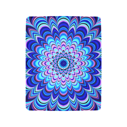 Neon blue striped mandala Ultra-Soft Micro Fleece Blanket 40"x50"