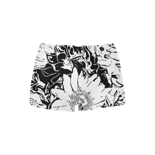 Inky Black and White Floral 1 by JamColors Women's All Over Print Boyshort Panties (Model L31)