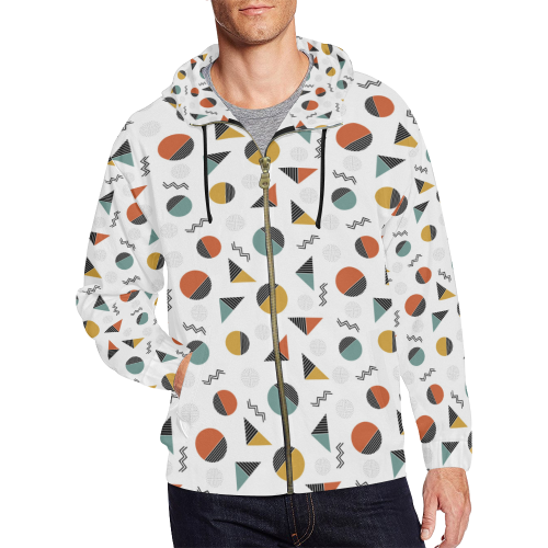 Geo Cutting Shapes All Over Print Full Zip Hoodie for Men (Model H14)
