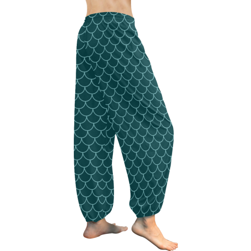 Blue Green Mermaid Women's All Over Print Harem Pants (Model L18)
