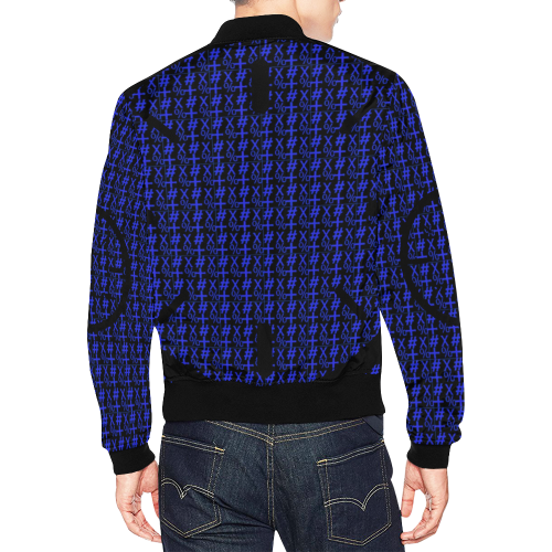 NUMBERS Collection Symbols Circle + x Black/Royal Blue All Over Print Bomber Jacket for Men (Model H19)