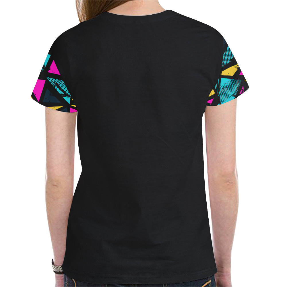 T shirt Black Ethnic 2 GV New All Over Print T-shirt for Women (Model T45)