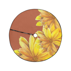 Watercolor Flowers Yellow Orange Brown Christmas Tree Skirt 47" x 47"