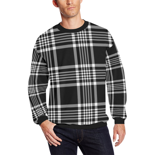 stripe bw Men's Oversized Fleece Crew Sweatshirt (Model H18)