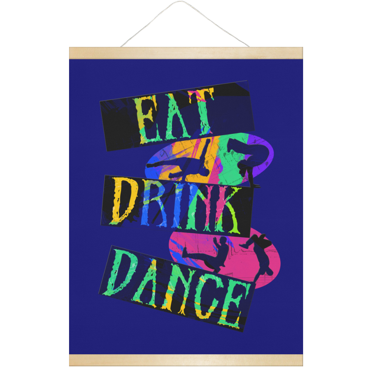 Break Dancing Colorful / Blue Hanging Poster 18"x24"