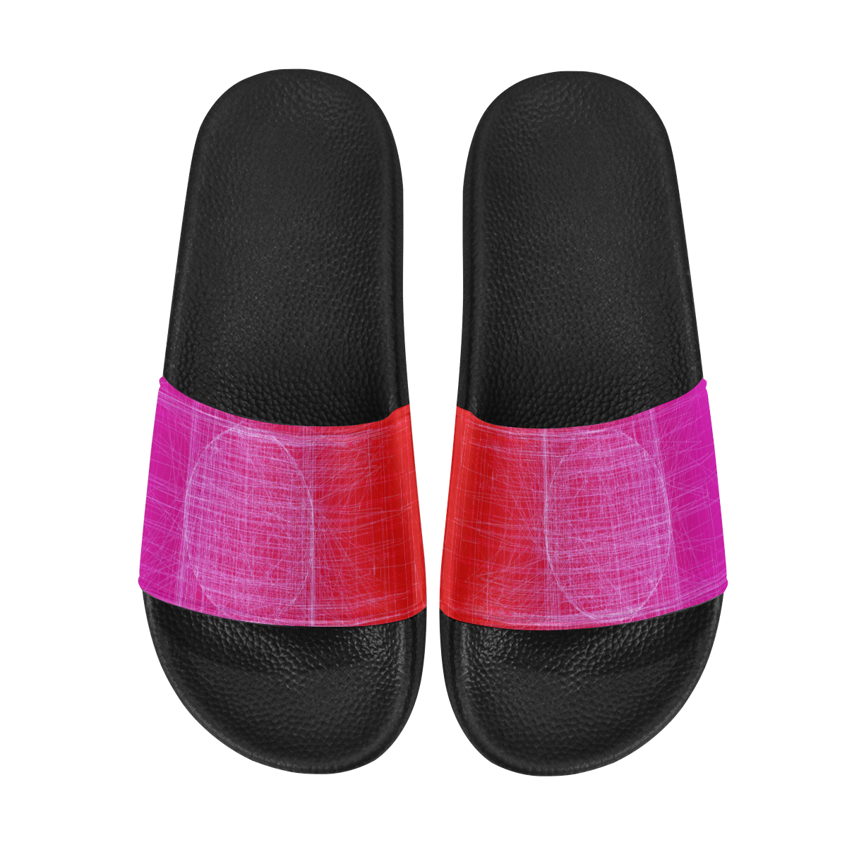 Hot Mess, Red, Pink and Purple Retro Glitch Women's Slide Sandals (Model 057)