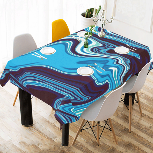 AbstractBlue Cotton Linen Tablecloth 60" x 90"