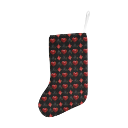 Las Vegas Black and Red Casino Poker Card Shapes on Black Christmas Stocking (Without Folded Top)