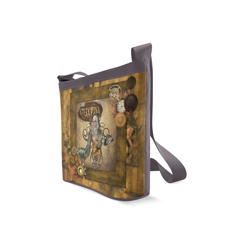 Steampunk lady with owl Crossbody Bags (Model 1613)