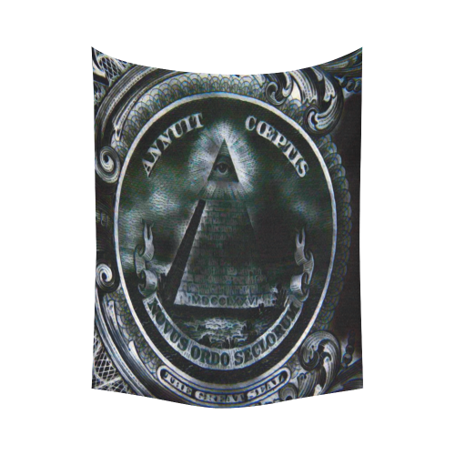 Illuminati Shadow Pyramid Black Light Cotton Linen Wall Tapestry 60"x 80"