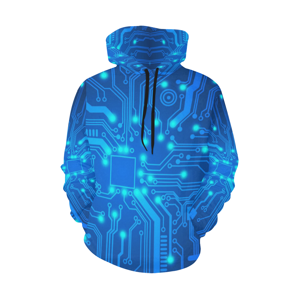Digital Matrix Gamer UV Black Light All Over Print Hoodie for Men/Large Size (USA Size) (Model H13)