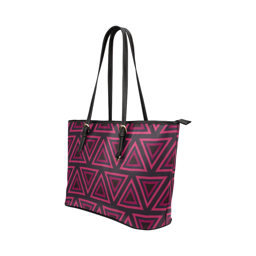 Tribal Ethnic Triangles Leather Tote Bag/Small (Model 1651)
