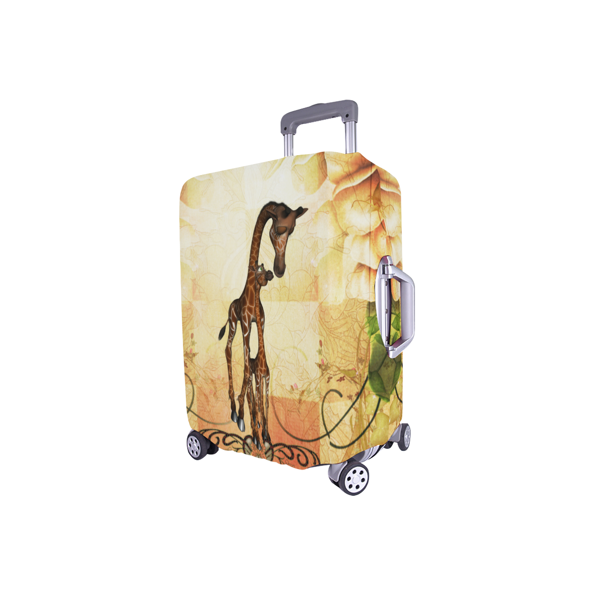 Cute giraffe mum with baby Luggage Cover/Small 18"-21"