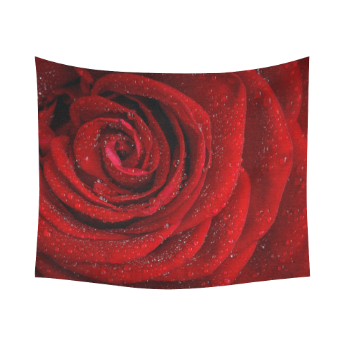 Red rosa Cotton Linen Wall Tapestry 60"x 51"