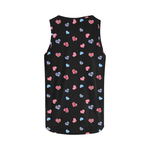 Pink-Blue-Hearts Wild-Thing Hot-Stuff on Black All Over Print Tank Top for Women (Model T43)