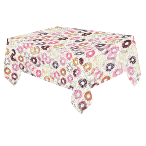 Donuts Pattern by K.Merske Cotton Linen Tablecloth 60"x 84"